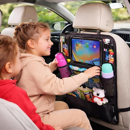 Helteko Car Seat Organizer, Ultra Version Kids Backseat Car Organizers and Storage, Waterproof Back Seat Protector Kick Mats with Tablet Holder 12 in, Car Accessories Interior and Travel Essentials.