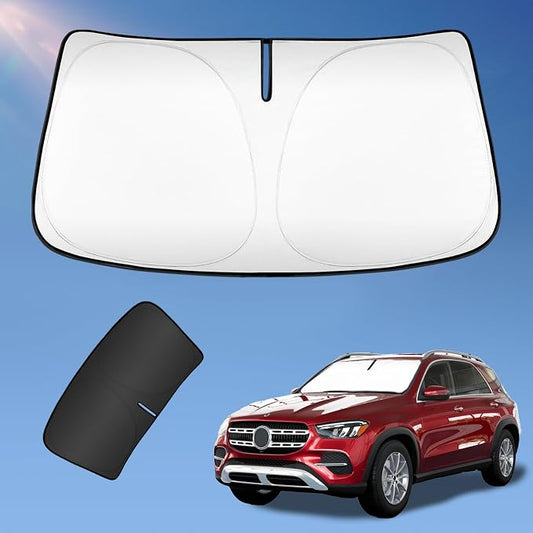 Sun Shade Sunshade for Mercedes Benz GLE Class 2020-2025 2026 Windshield Cover, 4-Layers Sun Shield for GLE 450 GLE350 250T Silver Coating Sun Visor Foldable Window Shade Car Accessories
