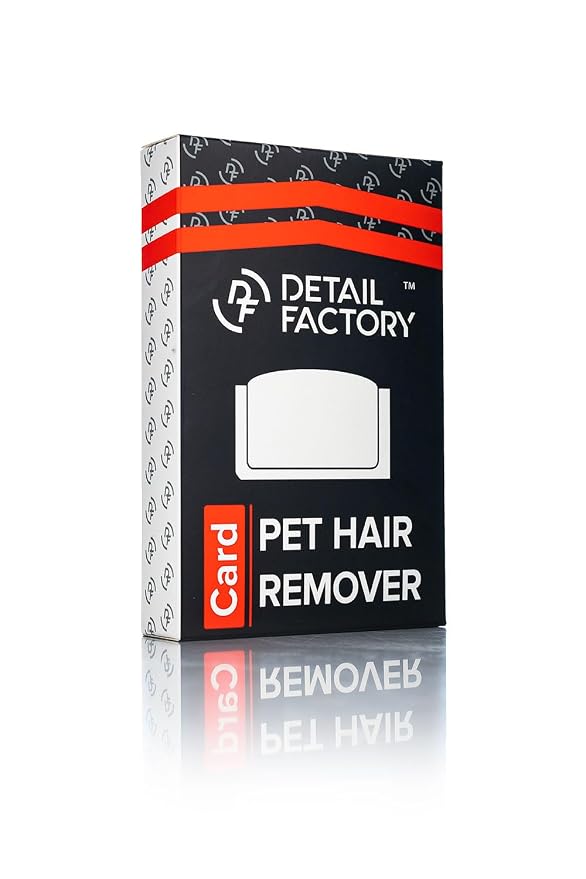 Detail Factory - Pet Hair Card - Perfect for Easily Removing Pet Hair from Automotive Carpet and Upholstery; Ergonomic Design; Durable Long Lasting Rubber Edge; Professional Grade (Grey & Black)