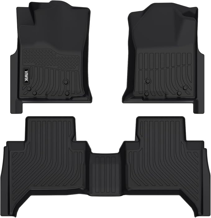 VIWIK Floor Mats for Toyota Tacoma 2005-2015, Automotive All Weather Floor Liners Custom Fit Toyota Tacoma Car Mats 1st and 2nd Row, Front & Rear Non-Slip Odorless TPE