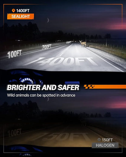 SEALIGHT 9007/HB5 LED Bulbs, 800% Off-Road Use Bulbs Powersports Light Bulbs, 9007 Driving Light LED, 6000k White, Plug-N-Play, Pack of 2