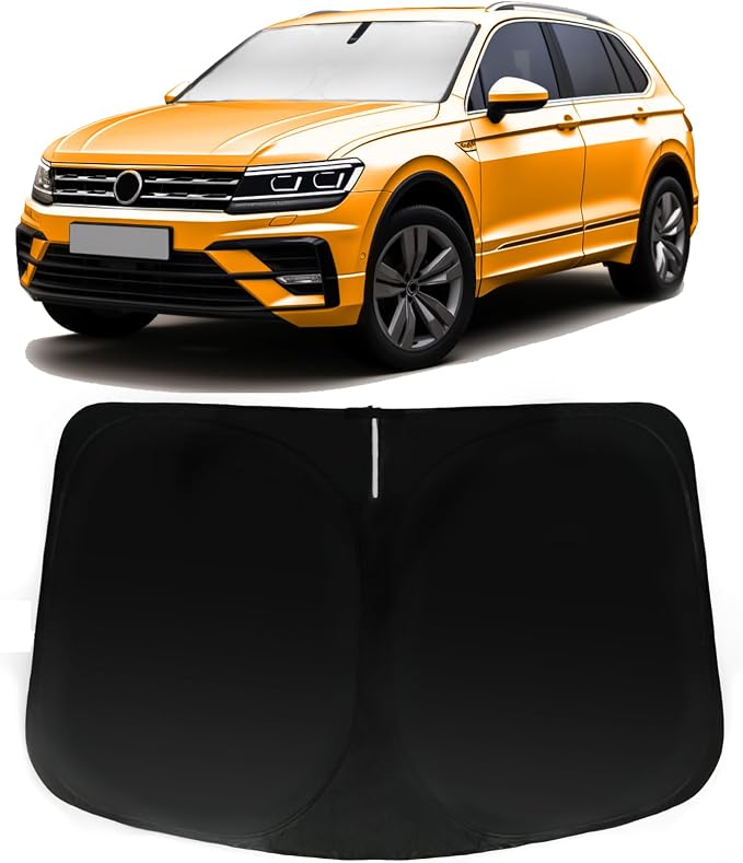 Windshield Sun Shade for 2018-2026 VW Tiguan Volkswagen Tiguan | Front Window Sunshade with 240T Sun Visor Protector Foldable Heat Shield Blocks UV Rays Keep Cars Cooler, Car Accessories