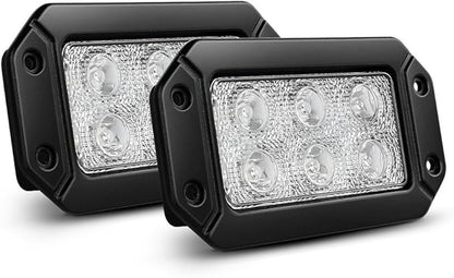 Nilight 15029S-B 2PCS 18w Flush Mount Lights Spot Work Driving Bar Off Road Led Jeep Truck Tacoma Bumper ATV UTV,2 Years Warranty