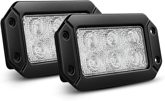 Nilight 15029S-B 2PCS 18w Flush Mount Lights Spot Work Driving Bar Off Road Led Jeep Truck Tacoma Bumper ATV UTV,2 Years Warranty