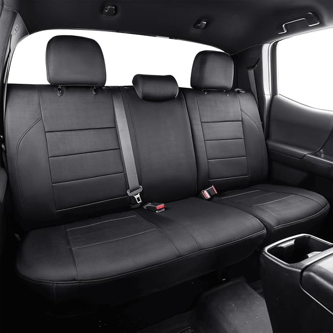 EKR Custom Fit Tacoma Rear Car Seat Covers for Toyota Tacoma (Petrol) 2024 2025 2026 Double cab SR/SR5/TRD Sport/TRD Off-Road/Limited - Second Row Only,Neoprene (Black)