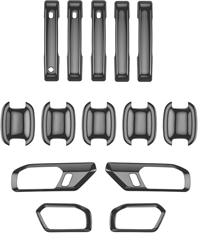 PTYYDS 14Pcs Door Handle Cover Compatible with 2021-2025 Ford Bronco Door Bowl Cover (with Smart Hole) ABS Glossy Black Inner Handle Trim Replacement for 2021-2025 Ford Bronco Accessories