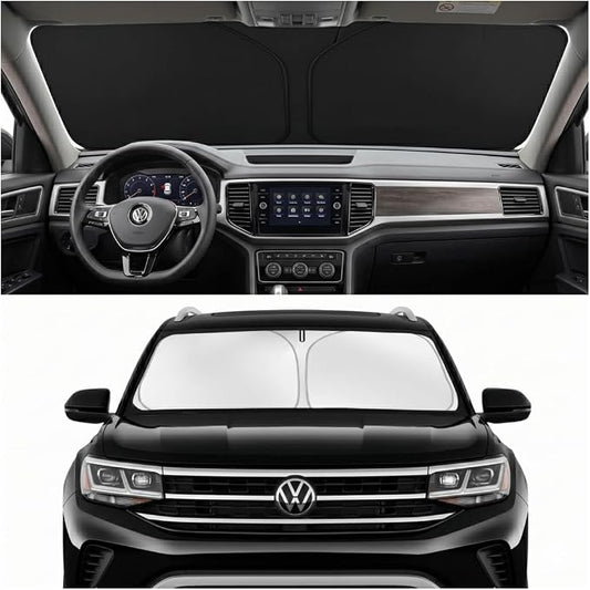 Custom Fit Windshield Sun Shade for Volkswagen VW Atlas 2018-2026 | Custom Fit Windshield Cover, Blocks UV Rays, Double-Layer Heat Shield, Durable Frame, Easy Fold & Storage