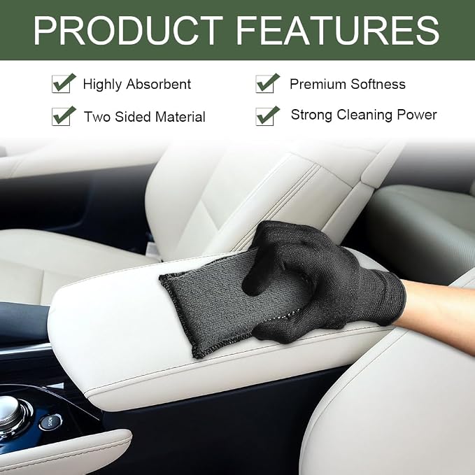 2PCS Car Interior Scrubbing Sponge, Scrub Pads Car Detailing, 5.9'' x 3.5'' Microfiber Auto Interior Cleaning Scrub Applicator, Auto Wash Sponge Pad for Vehicles Leather Plastic (Gray White)
