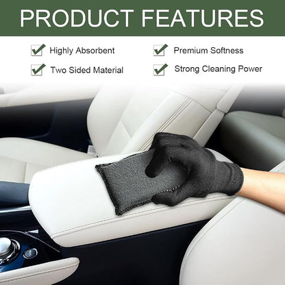 2PCS Car Interior Scrubbing Sponge, Scrub Pads Car Detailing, 5.9'' x 3.5'' Microfiber Auto Interior Cleaning Scrub Applicator, Auto Wash Sponge Pad for Vehicles Leather Plastic (Gray White)