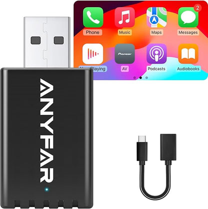 A4 Wireless CarPlay Adapter for iPhone, Android Auto for Android Phone, Dual-core 5G Chip (Upgraded), 5.8Ghz WiFi No Lag, Car Play Dongle with USB-C Cable for OEM Wired CarPlay/AndroidAuto Car 2016+