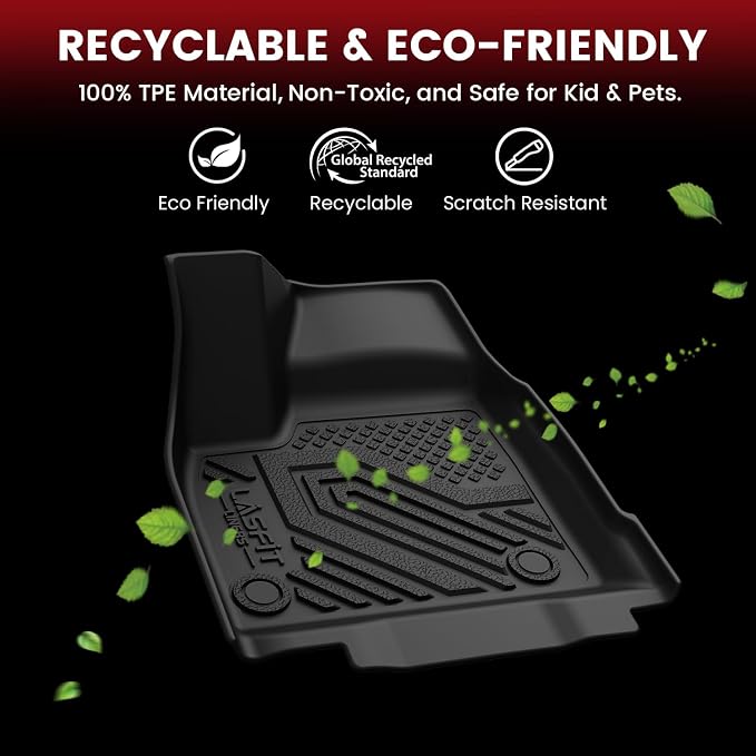 LASFIT Floor Mats & Backrest Mats & Cargo Mat for Nissan Leaf 2026, All Weather TPE Custom Fit Floor Liners Car Mats Accessories, Black