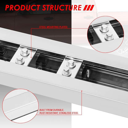 Auto Dynasty Running Boards Compatible with 2007-2021 Toyota Tundra CrewMax/Extended Crew Cab, Stainless Steel Side Step Rail Nerf Bars, 5" Step Bars, Polished Chrome