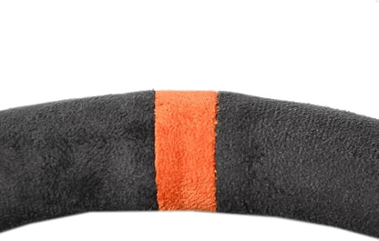 Quick Install Sporty Suede Steering Wheel Cover with Orange Stripe for 14½ to 15 inches Car Sedan Coupe SUV Pickup Steering Wheel 14.5 to 15 inches