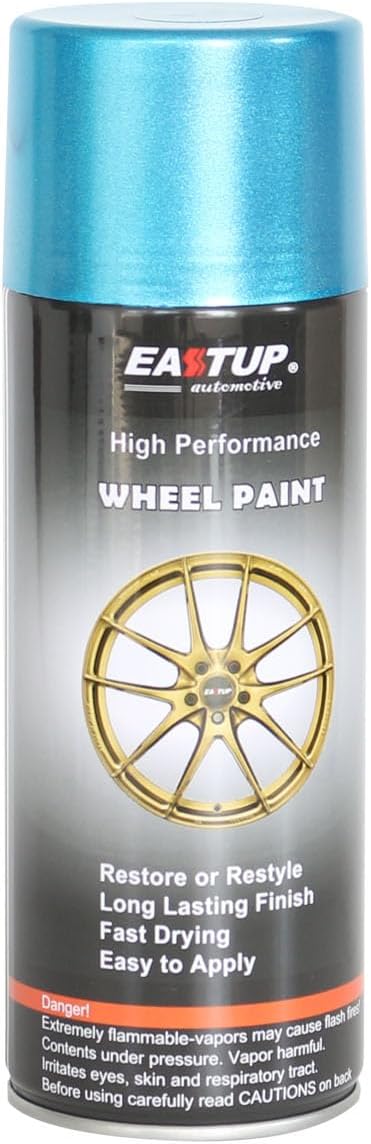 EASTUP Premium Metallic Flash Light Blue Acrylic Enamel Wheel Paint - Brilliant Finish, High Durability, Fade-resistant, Quick Drying Rim Coating Spray Paint.