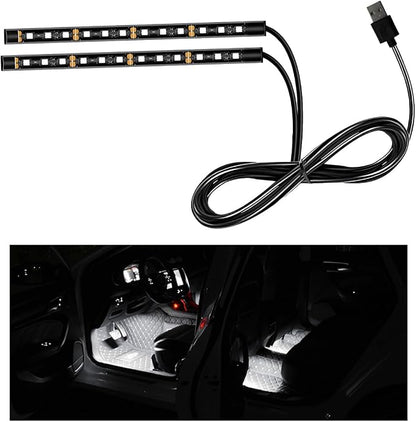 Ohleats Car LED Strip Light, 24 LED RGB Auto Interior Atmosphere Lights, USB Vehicle Under Dash Ambient Night Light Strip, Interior Decorative Lamp Lighting Kit Car Accessories (White)