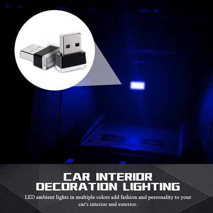deemars 2PCS USB LED Car Interior Atmosphere Lamp, Car Night Lights, Mini USB LED Decoration Light Ambient Interior Light, Car Accessories Plug-in Interface Ambient Lighting Kit for Most Cars