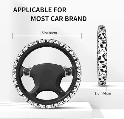 Cute Cartoon Panda Steering Wheel Covers Non Slip Neoprene Universal 15 Inch Steering Wheel Protector Car Cover for Men Women