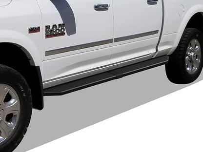 APS Wheel-to-Wheel Stainless Steel Flat Style Running Boards Compatible with Ram 1500 2009-2018 Crew Cab 6.5ft Bed & Ram 2500 3500 2010-2026 | 6" Side Steps Nerf Bars | Triple-Layer Powder Coat