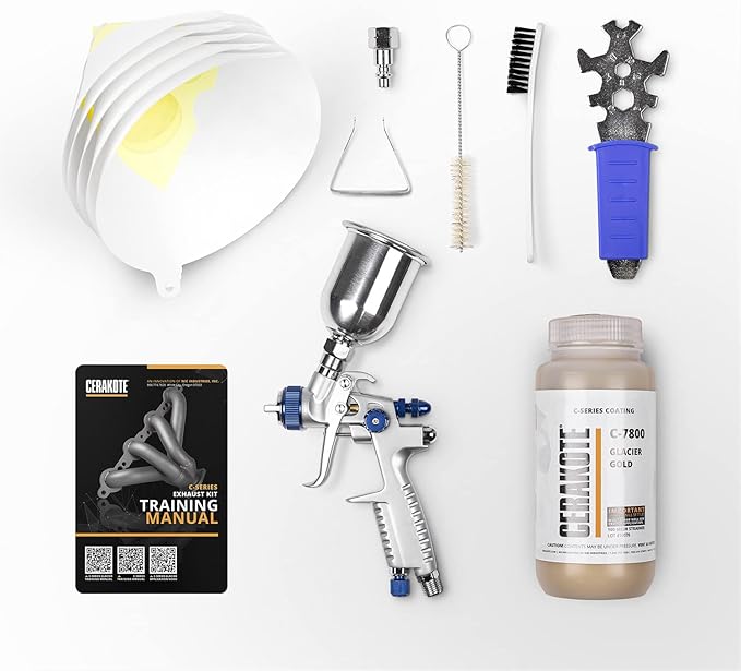 CERAKOTE® Glacier Gold Coating Kit (C-7800 16 oz.) - Everything Needed to Spray Cerakote - Air Cure - Durable, High Temp Performance Ceramic Coating (1800°F Rating)