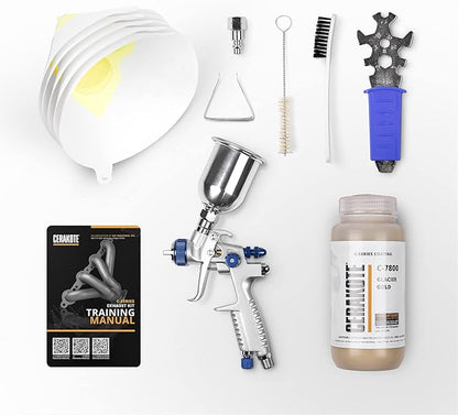 CERAKOTE® Glacier Gold Coating Kit (C-7800 16 oz.) - Everything Needed to Spray Cerakote - Air Cure - Durable, High Temp Performance Ceramic Coating (1800°F Rating)