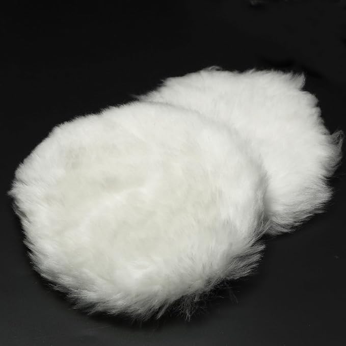 8 Pcs Wool Polishing Pad 4 Inches Soft Sheepskin Buffing Pads with Hook and Loop Back for Compound Cutting & Polishing for Automotive, Marine, Furniture