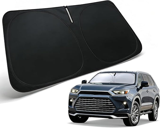 Windshield Sun Shade for 2024-2026 Toyota Grand Highlander, Car Front Window Shade & Heat Shield Accessories | 240T Sunshade Sun Visor Protector Blocks UV Rays & Keeps Car Cooler