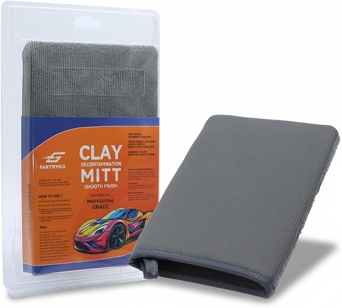Premium Clay Mitt for Car Detailing – Advanced Grade Clay Bar Glove Removes Overspray, Water Spots, Iron & Rail Dust | Fast, Reusable, Scratch-Free