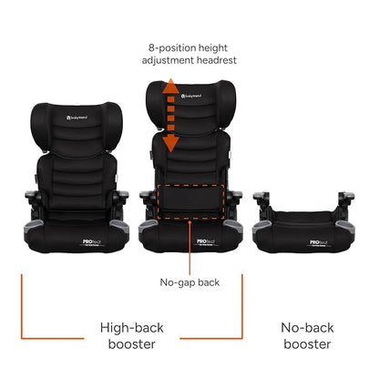 Baby Trend Protect 2-in-1 Folding Booster Seat, Midnight Black – Fold-Flat Travel-Ready Design, Lightweight Build, Belt-Positioning Comfort