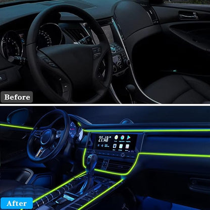 EL Wire Car Interior LED Strips Lights, 16FT 5V USB Auto Neon Light Strip, Electroluminescent Vehicle Interior Ambient Lighting Decor, Universal for RV, SUV, Truck (Fluorescence Green)