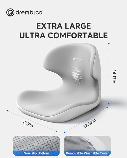 Seat Cushion for Office Chair, Lumbar Support Pillow for Car, Premium Memory Foam Ergonomic Seat Cushions for Long Sitting, Tailbone & Back & Sciatica Pain Relief