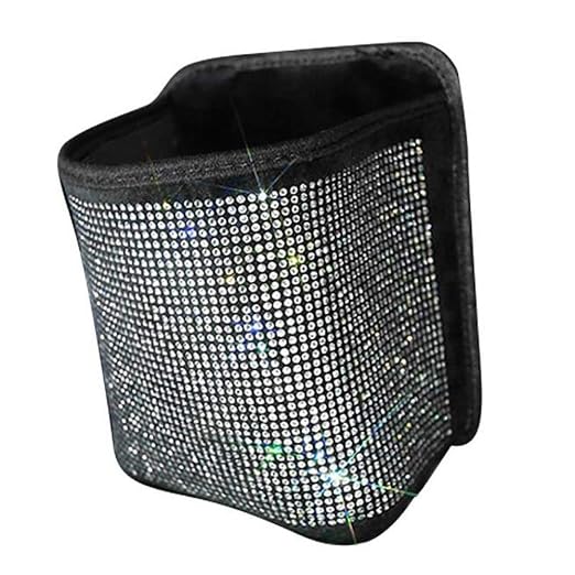 Bling Rhinestones Car Trash Can, Car Seat Back Organizer Trash Bag Auto Garbage Can Hanging Container Waste-Basket - White