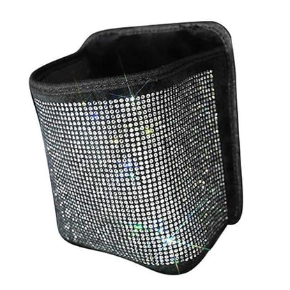 Bling Rhinestones Car Trash Can, Car Seat Back Organizer Trash Bag Auto Garbage Can Hanging Container Waste-Basket - White