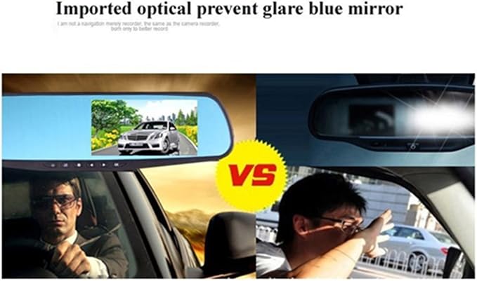 Car DVR Rear View Mirror Video Recroder 4.3" inch Back Up Car Camera Dual Lens Cam Night Vision Front and Rear Backup Reverse Security for Car