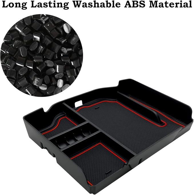 Center Console Organizer fit for Dodge RAM 1500 2500 3500 2025 2024 2023 2022 2021 2020 2019 Accessories Interior Storage Box Armrest Storage Tray (Red) NOT FIT for 40/20/40 Split Bench Seat