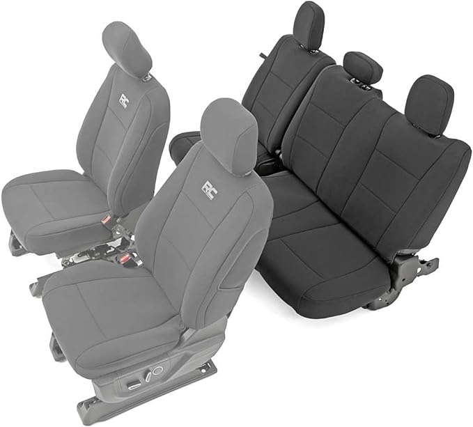 Rough Country Neoprene Rear Seat Covers for Ford F-150, Lightning, F-250 & F-350 (2015-2026) Crew Cab w/ Rear 60/40 Split