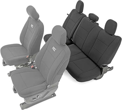 Rough Country Neoprene Rear Seat Covers for Ford F-150, Lightning, F-250 & F-350 (2015-2026) Crew Cab w/ Rear 60/40 Split