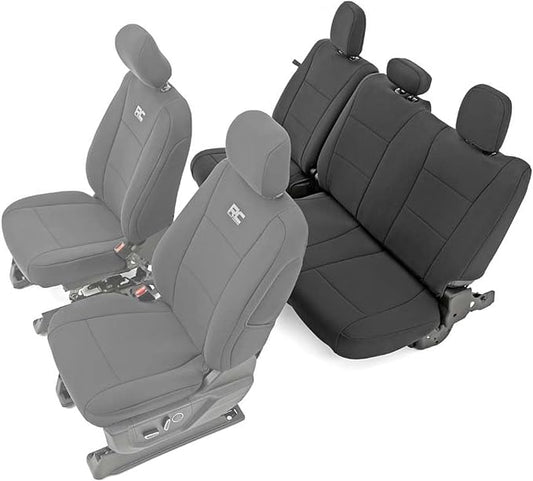 Rough Country Neoprene Rear Seat Covers for Ford F-150, Lightning, F-250 & F-350 (2015-2026) Crew Cab w/ Rear 60/40 Split