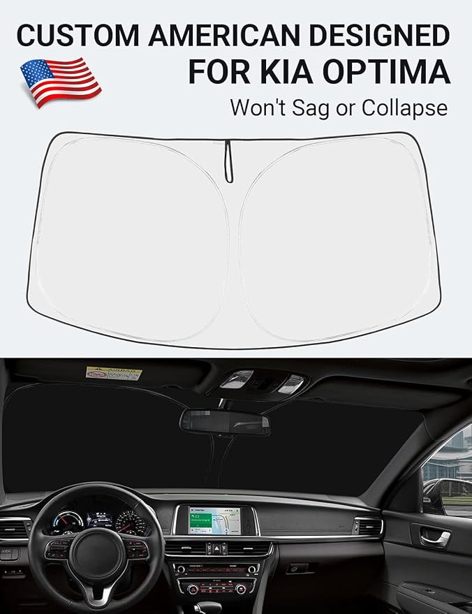 Proadsy 2026 Upgrade Front Windshield Sun Shade Foldable Sunshade Protector Custom Fit Kia Optima 2016-2020 Accessories