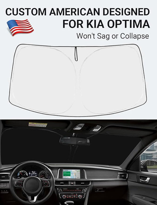Proadsy 2026 Upgrade Front Windshield Sun Shade Foldable Sunshade Protector Custom Fit Kia Optima 2016-2020 Accessories