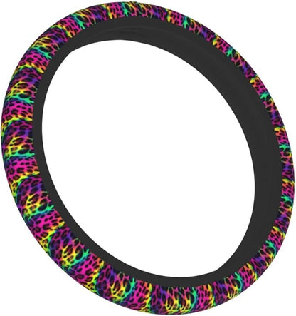 Leopard Print Steering Wheel Covers Non Slip Neoprene Universal 15 Inch Steering Wheel Protector Car Cover for Men Women