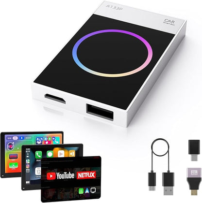 Wireless CarPlay Adapter, Carplay Ai Box Wireless Carplay & Android Auto, WiFi Bluetooth and HDMI Output, Only for Cars with Wired CarPlay &Wired Android Auto