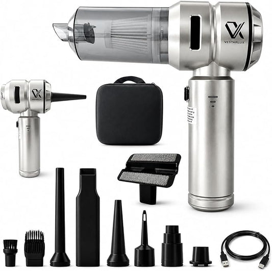 Handheld Car Vacuum Cleaner Cordless Powerful 25000Pa Suction, 3-Speed Brushless Motor Mini Portable Rechargeable Lightweight Hand Held Vacuum & Blower for Vehicle Office Home Pet Hair