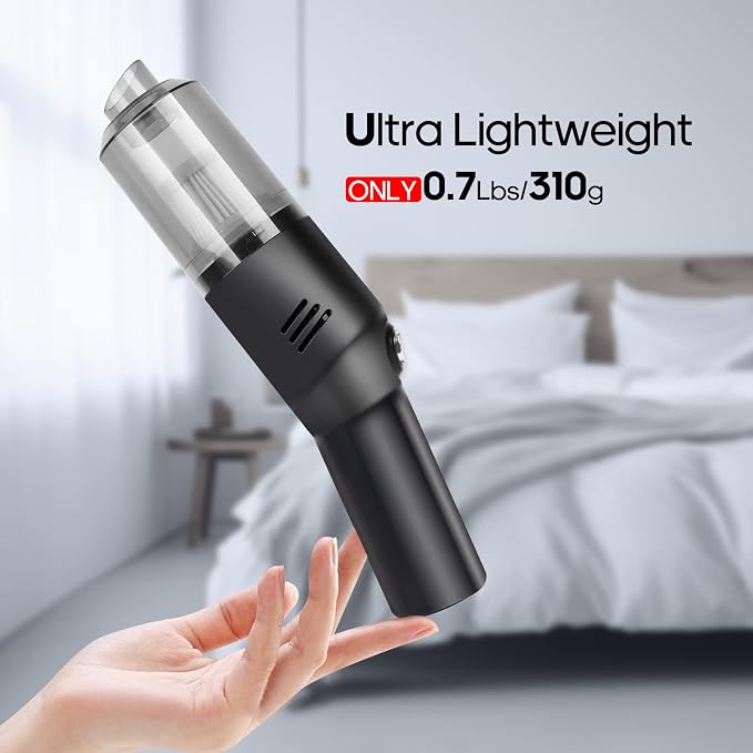 Auloea Portable Mini Car Vacuum Cleaner, High Power Cordless(400g) Handheld Rechargeable Vacuum Cleaner for Desk V06