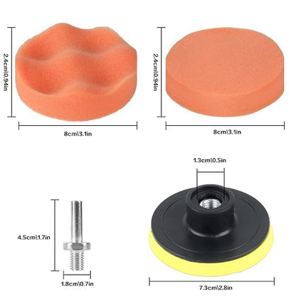11Pcs Car Buffing Pads for Drill Polishing Kit, 3Inch Foam Polishing Pads, Car Buffers and Polishers Kit, Wool Pads Wax Buffer Drill Attachment with M10 Adapter