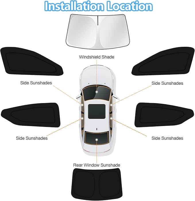KUST Car Window Shades for Nissan Altima Platinum 2019-2025 Windshield Sun Shade Side Window Cover UV Block Privacy Protection Accessories for Camping Blackout Rear Back Full Set 6PCS