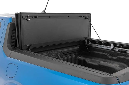 Rough Country Hard Tri-Fold Truck Bed Tonneau Cover for Ford Maverick (2022-2025) - Aluminum Flip-Up Folding Bed Cover, Fits 4'6 (54.4") Bed