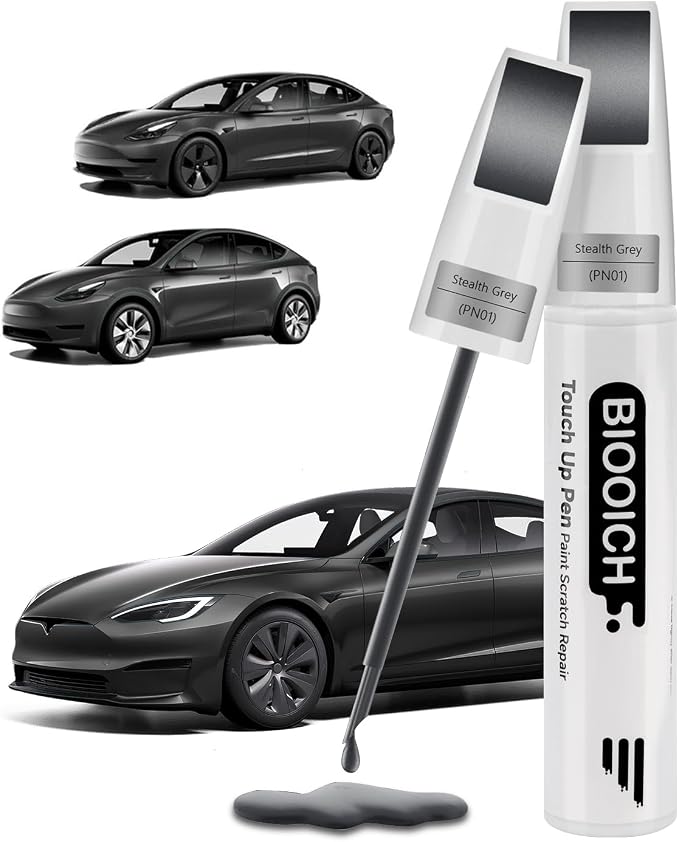 Touch Up Paint Pen Exact Color Match Car Chip and Scratch Repair (for Tesla, Stealth Grey(PN01))