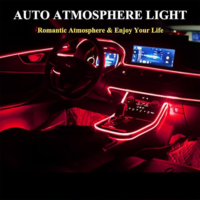 El Wire Red Neon Lights 16FT/5M Car Interior Led Strip Light USB 5V for Car Garden Party Decoration