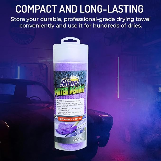 HI-TECH Magna Shine Water Demon Drying Towel – Ultra Absorbent Microfiber Car Detailing Towel – 27x17 – Fast-Drying, Waffle Texture – Cars, Trucks, Boats, Bikes