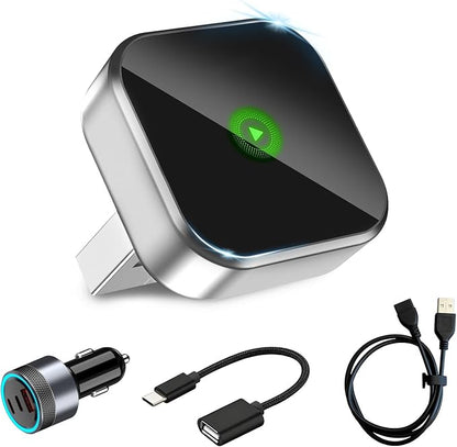2-in-1 Mini Wireless CarPlay Adapter for Apple iPhone & Android Auto Adapter,2025 Upgrade Wired to Wireless,Plug & Play, Fast Stable Connection Car Play for iOS 10+/Android 11+,USB-A/Type-C Cable